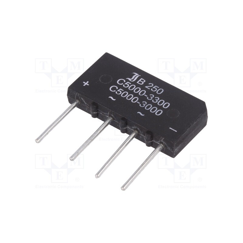 10 pcs : B40C5000A - Bridge rectifier: single-phase, Urmax: 80V, If: 5A, Ifsm: 150A, flat