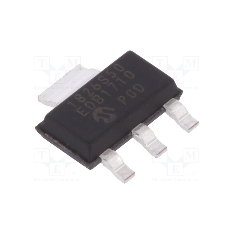 10 pcs : MCP1826S-5002E/DB - IC: voltage regulator, LDO,fixed, 5V, 1A, SOT223-3, SMD,