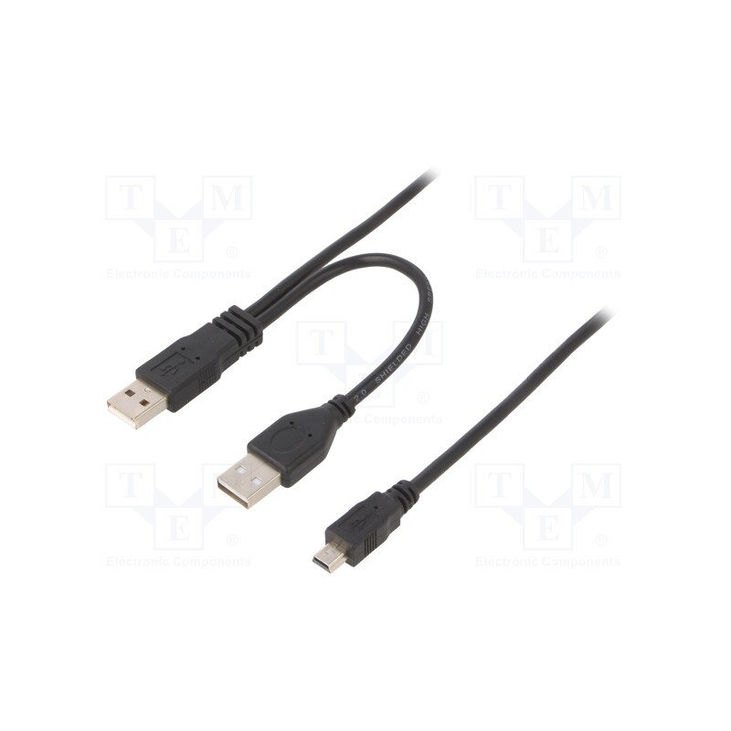 10 pcs : CCP-USB22-AM5P-3 - Cable, USB 2.0, USB A socket,USB A plug x2, gold-plated, 0.9m