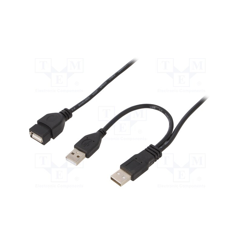 10 pcs : CCP-USB22-AMAF-3 - Cable, USB 2.0, USB A plug x2,USB B mini plug, gold-plated, 0.9m