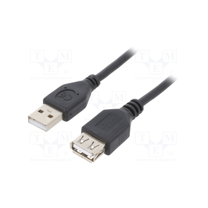 10 pcs : CCP-USB2-AMAF-10 - Cable, USB 2.0, USB A socket,USB A plug, gold-plated, 3m, black