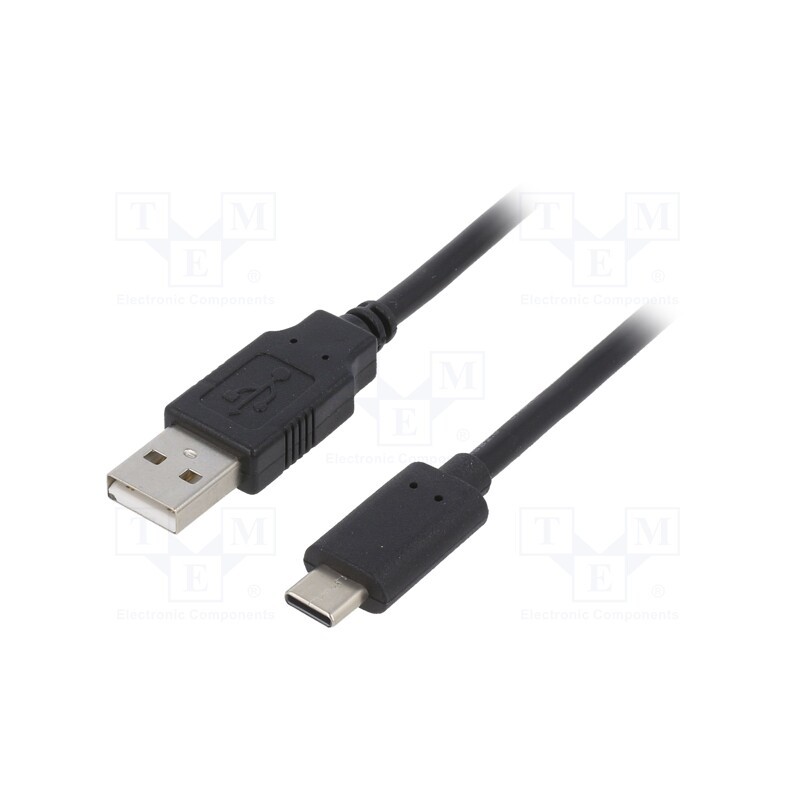 10 pcs : CCP-USB2-AMCM-1M - Cable, USB 2.0, USB A plug,USB C plug, gold-plated, 1m, black, PVC