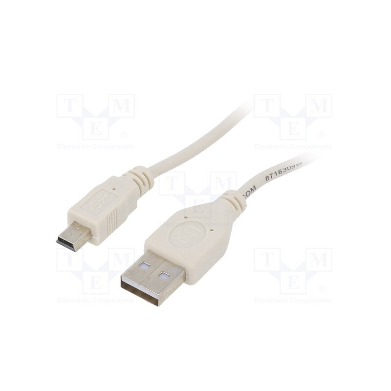 10 pcs : CC-USB2-AM5P-3 - Cable, USB 2.0, USB A plug,USB B mini plug, gold-plated, 0.9m