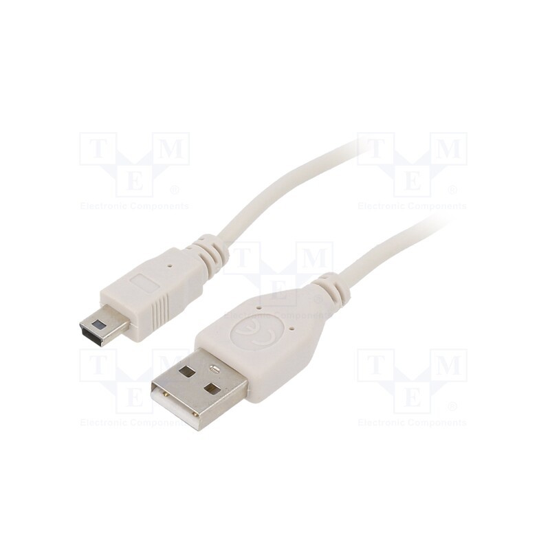 10 pcs : CC-USB2-AM5P-6 - Cable, USB 2.0, USB A plug,USB B mini plug, nickel plated, 1.8m