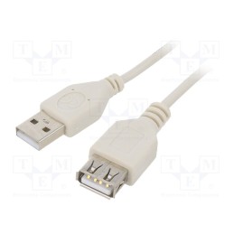 10 pcs : CC-USB2-AMAF-75CM/300 - Cable, USB 2.0, USB A socket,USB A plug, 0.75m, beige, PVC