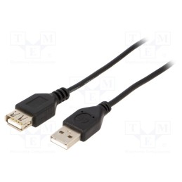 10 pcs : CC-USB2-AMAF-75CM/300-BK - Cable, USB 2.0, USB A socket,USB A plug, 0.75m, black, PVC