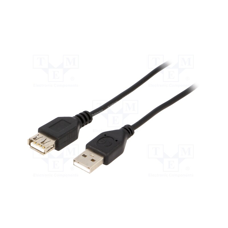 10 pcs : CC-USB2-AMAF-75CM/300-BK - Cable, USB 2.0, USB A socket,USB A plug, 0.75m, black, PVC