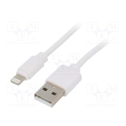 10 pcs : CC-USB2-AMLM-W-1M - Cable, USB 2.0, Apple Lightning plug,USB A plug, 1m, white, PVC