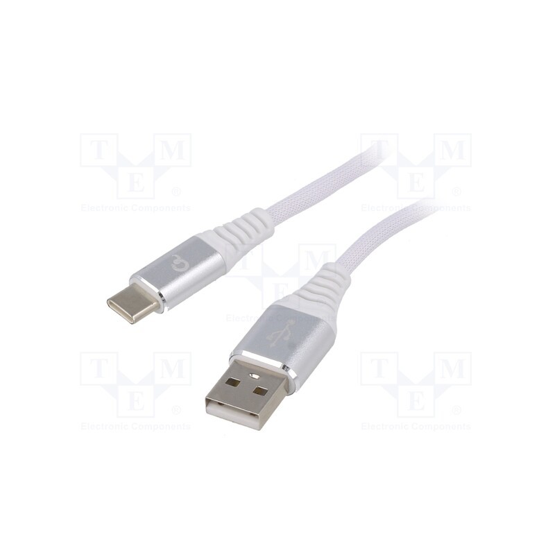 10 pcs : CC-USB2B-AMCM-1M-BW2 - Cable, USB 2.0, USB A plug,USB C plug, gold-plated, 1m, white