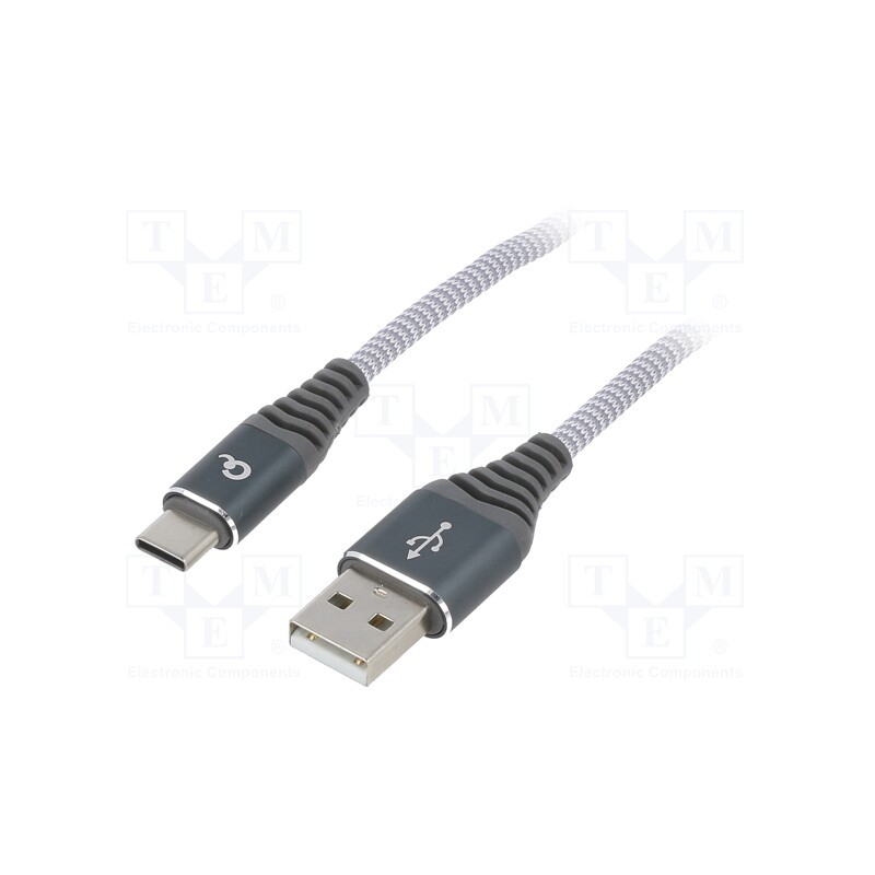 10 pcs : CC-USB2B-AMCM-1M-WB2 - Cable, USB 2.0, USB A plug,USB C plug, gold-plated, 1m, grey