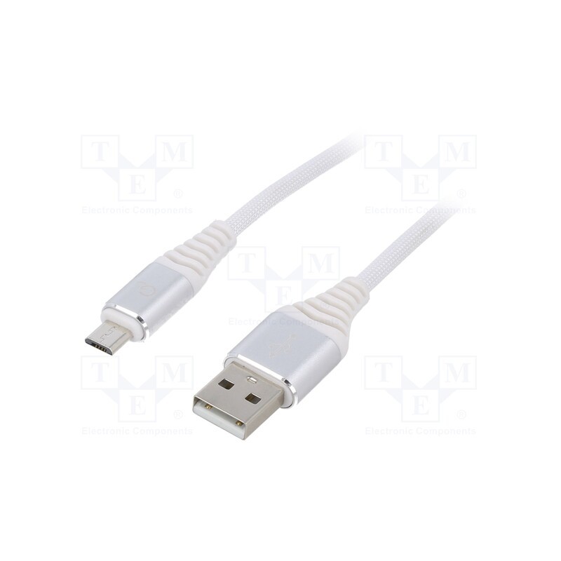 10 pcs : CC-USB2B-AMMBM-1M-BW2 - Cable, USB 2.0, USB A plug,USB B micro plug, gold-plated, 1m