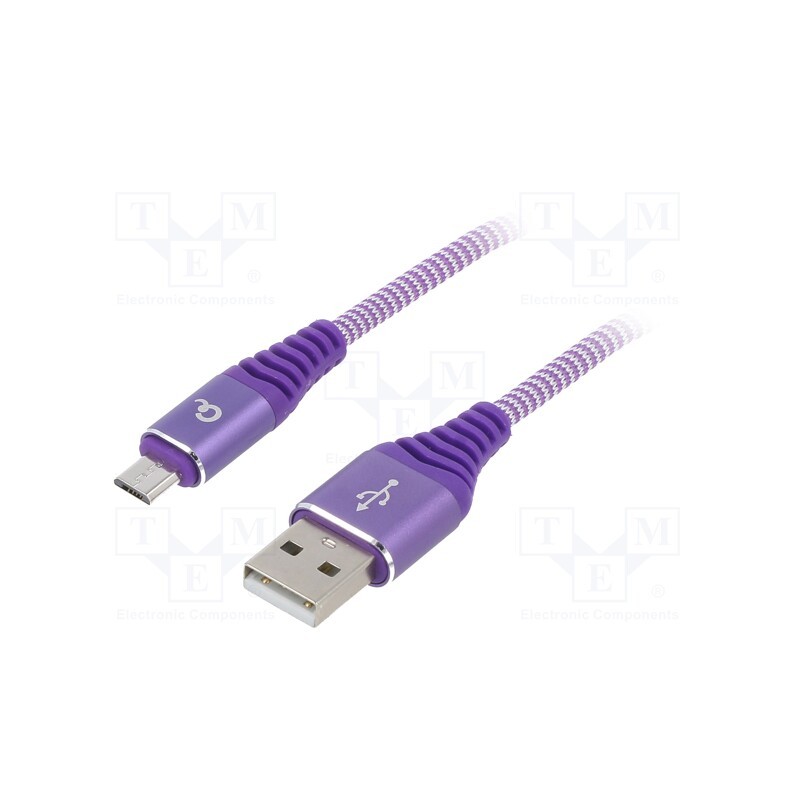 10 pcs : CC-USB2B-AMMBM-1M-PW - Cable, USB 2.0, USB A plug,USB B micro plug, gold-plated, 1m