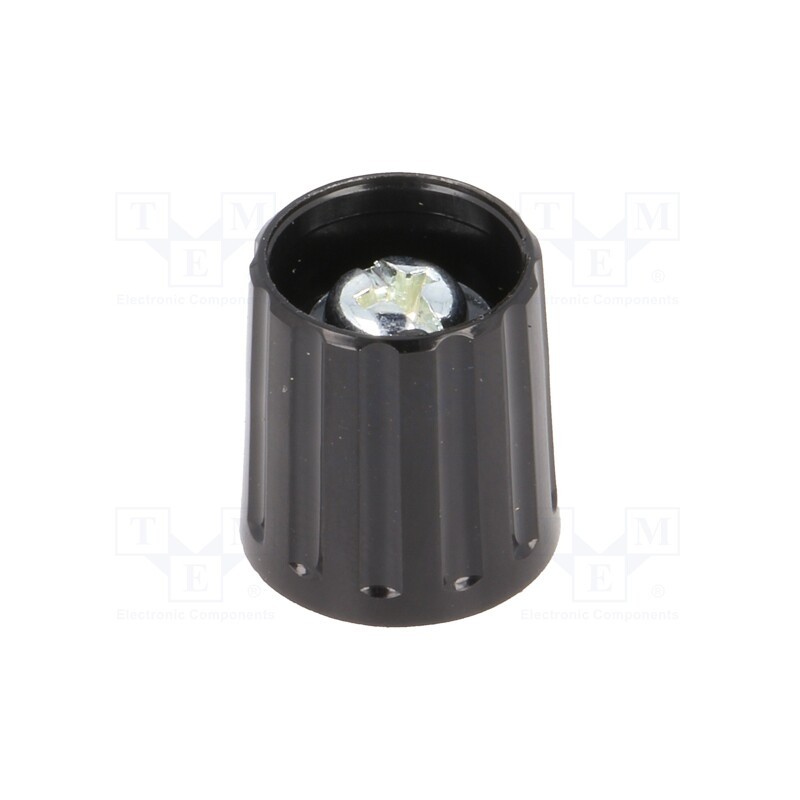 10 pcs : DKG15-SW - Knob, polyamide, Øshaft: 6mm, Ø15x16.3mm, black, Shaft: smooth