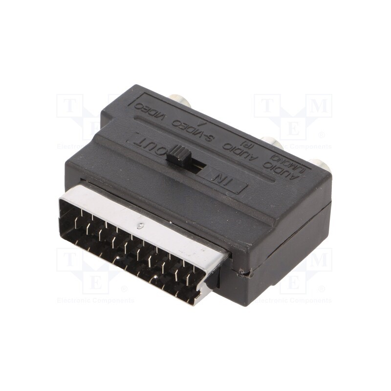 10 pcs : CCV-4415 - Adapter, DIN mini 4pin socket,RCA socket x3,SCART plug, black