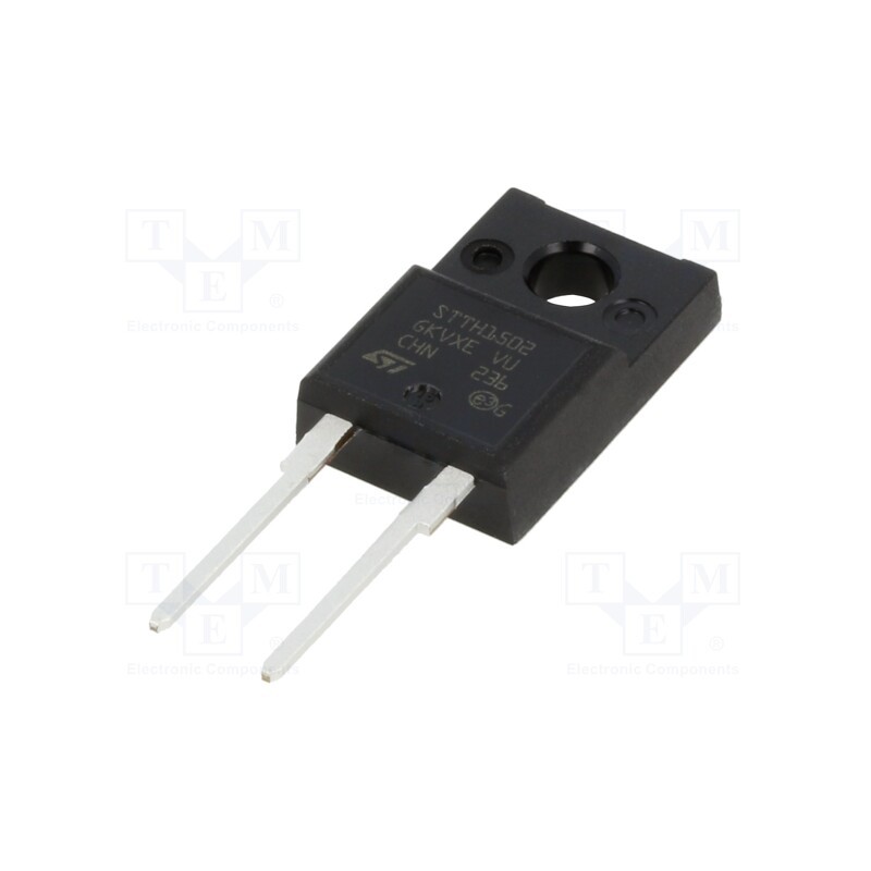 10 pcs : STTH1502FP - Diode: rectifying, THT, 200V, 15A, , Ifsm: 150A, TO220FPAC, 20ns