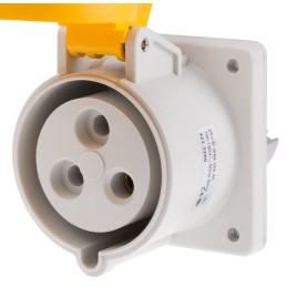 1 pcs - Scame IP44 Yellow Panel Mount Socket, Rated At 32A, 100 - 130 V