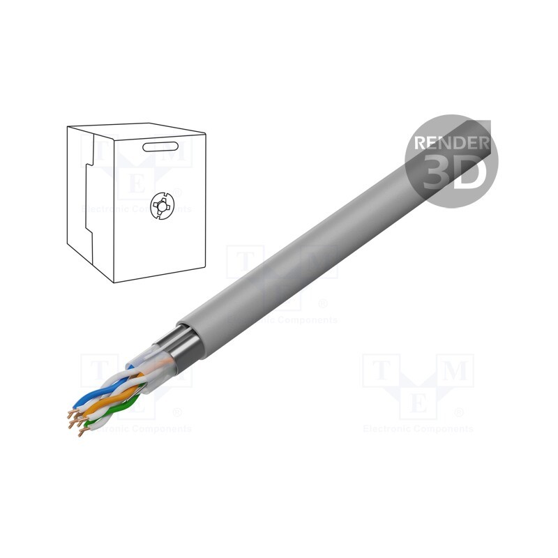 20 m : FPC-5004E-SO - Wire, F/UTP, 4x2x24AWG, 5e, solid, Cu, PVC, grey, 305m, Øcable: 5.6mm