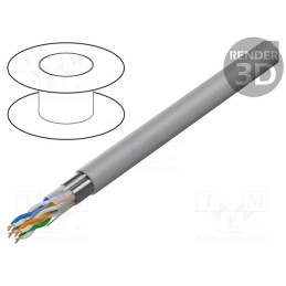 20 m : FPC-6004-SOL - Wire, F/UTP, 4x2x24AWG, 6, solid, CCA, PVC, grey, 305m, Øcable: 6.2mm