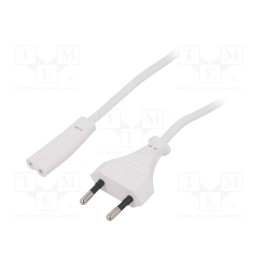 10 pcs : PC-184/2-W - Cable, 2x0.5mm2, CEE 7/16 (C) plug,IEC C7 female, PVC, 1.8m, 2.5A