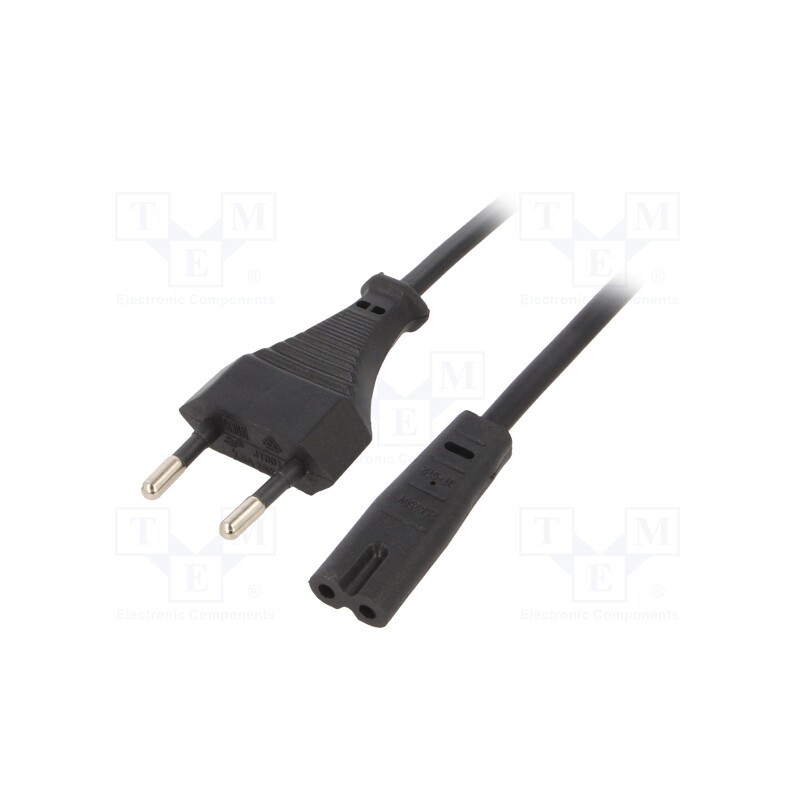 10 pcs : PC-184-VDE - Cable, 2x0.75mm2, CEE 7/16 (C) plug,IEC C7 female, PVC, 1.8m