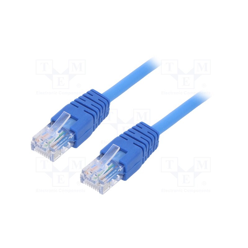 10 pcs : PP12-0.25M/B - Patch cord, U/UTP, 5e, stranded, CCA, PVC, blue, 0.25m, 26AWG