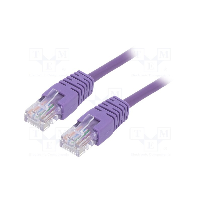 10 pcs : PP12-0.25M/V - Patch cord, U/UTP, 5e, stranded, CCA, PVC, violet, 0.25m, 26AWG