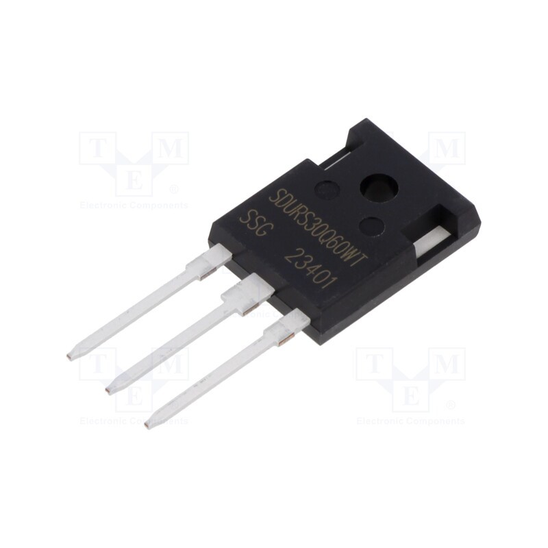 10 pcs : SDURS30Q60WT - Diode: rectifying, THT, 600V, 15Ax2, , TO247AD, Ufmax: 1.8V, 40ns