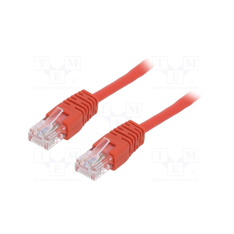 10 pcs : PP12-0.5M/R - Patch cord, U/UTP, 5e, stranded, CCA, PVC, red, 0.5m, 26AWG