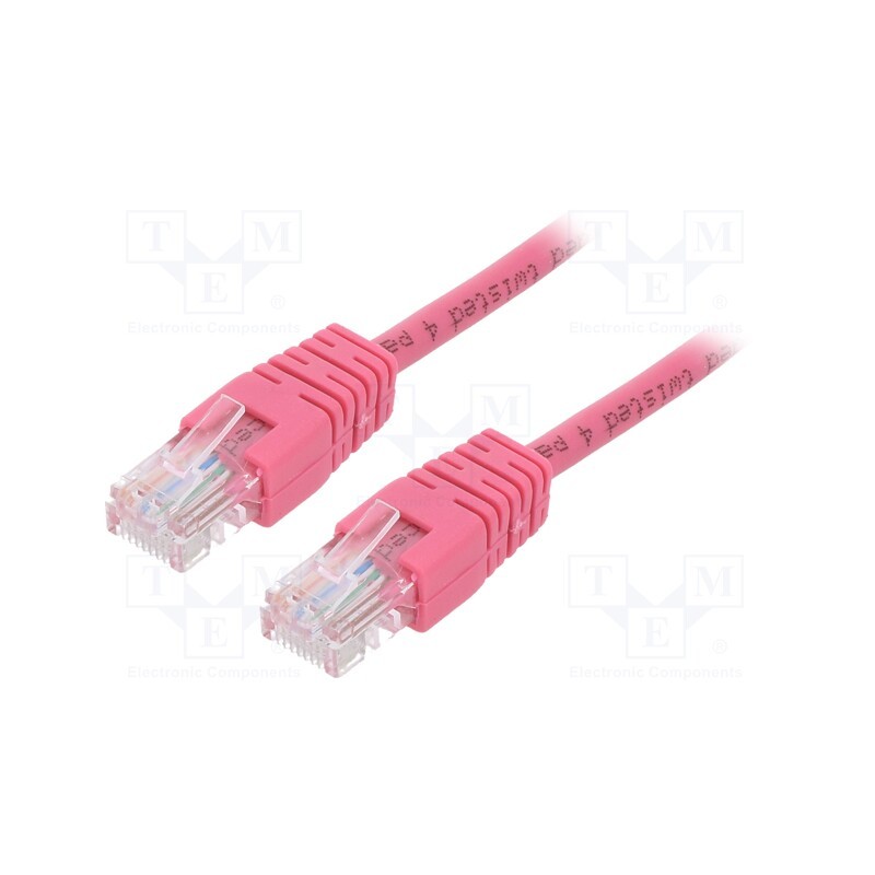 10 pcs : PP12-0.5M/RO - Patch cord, U/UTP, 5e, stranded, CCA, PVC, pink, 0.5m, 26AWG