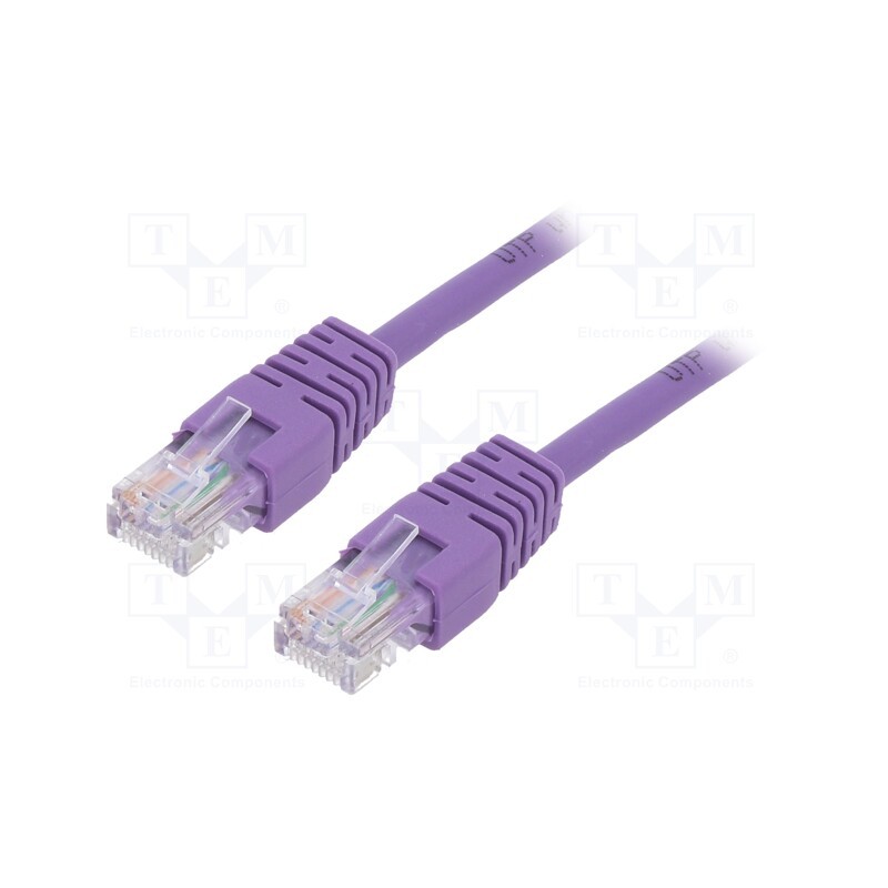 10 pcs : PP12-0.5M/V - Patch cord, U/UTP, 5e, stranded, CCA, PVC, violet, 0.5m, 26AWG