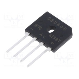 10 pcs : GBU605 - Bridge rectifier: single-phase, Urmax: 600V, If: 6A, Ifsm: 175A