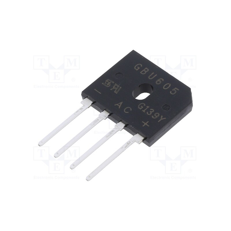 10 pcs : GBU605 - Bridge rectifier: single-phase, Urmax: 600V, If: 6A, Ifsm: 175A