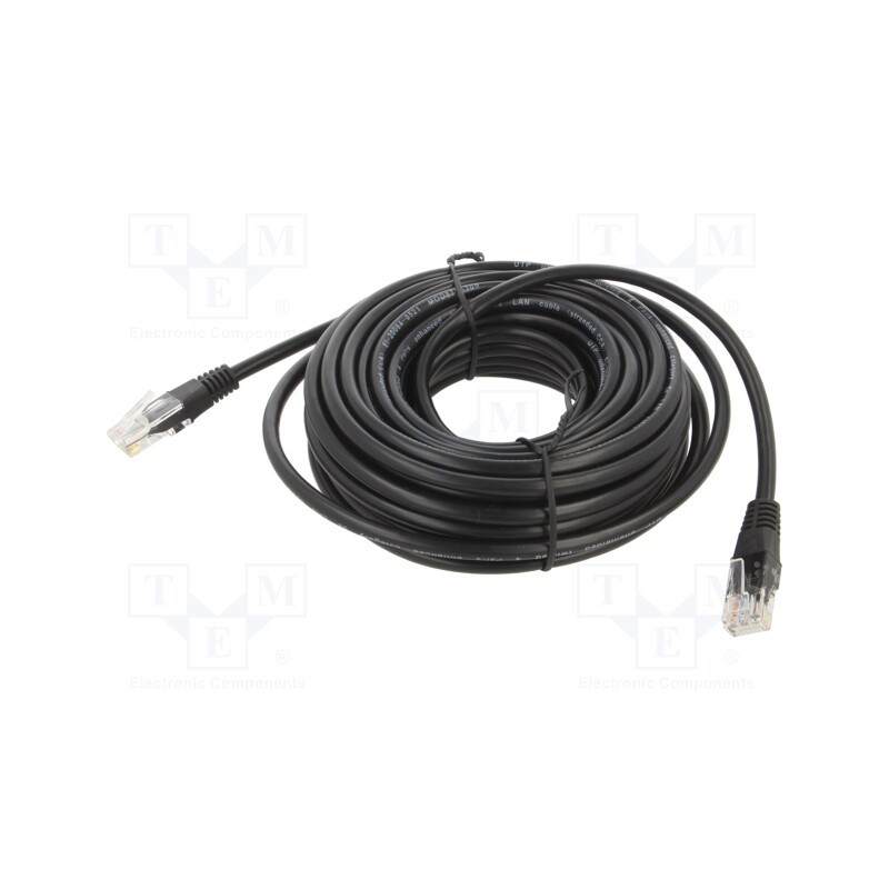 10 pcs : PP12-10M/BK - Patch cord, U/UTP, 5e, stranded, CCA, PVC, black, 10m, 26AWG