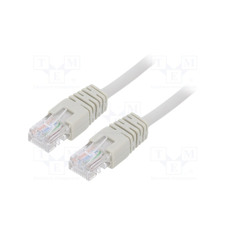 10 pcs : PP12-1M - Patch cord, U/UTP, 5e, stranded, CCA, PVC, grey, 1m, 26AWG