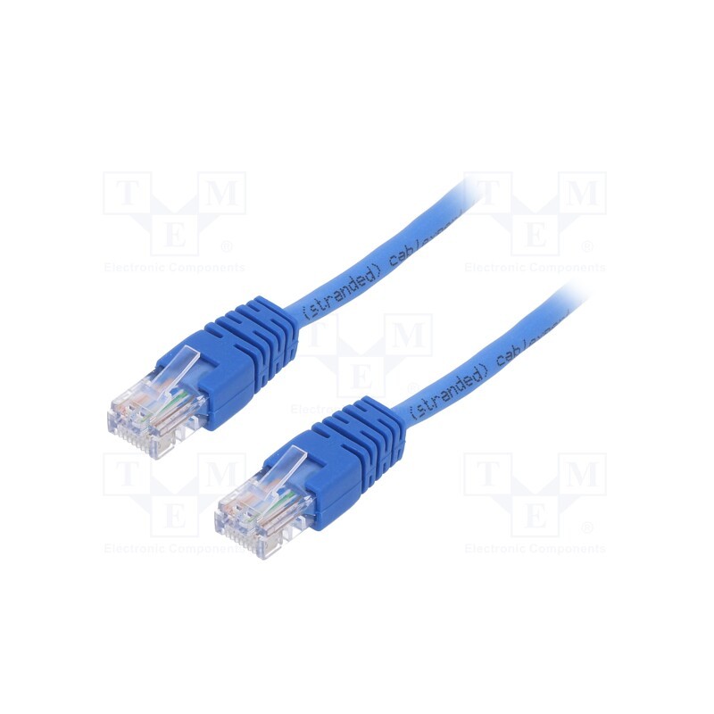 10 pcs : PP12-1M/B - Patch cord, U/UTP, 5e, stranded, CCA, PVC, blue, 1m, 26AWG