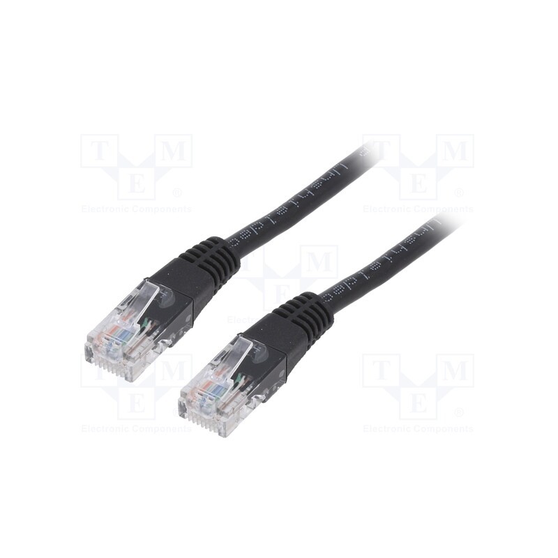 10 pcs : PP12-1M/BK - Patch cord, U/UTP, 5e, stranded, CCA, PVC, black, 1m, 26AWG
