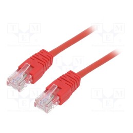 10 pcs : PP12-1M/R - Patch cord, U/UTP, 5e, stranded, CCA, PVC, red, 1m, 26AWG, Øcable: 5mm