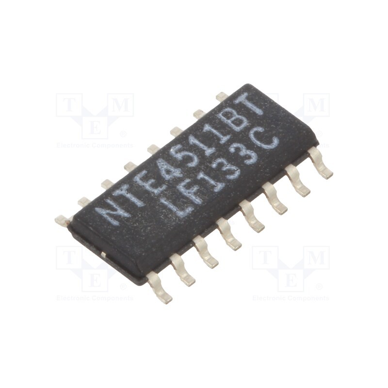 10 pcs : NTE4511BT - IC: digital, 4bit,BCD to 7-segment,decoder,driver,latch, Ch: 1