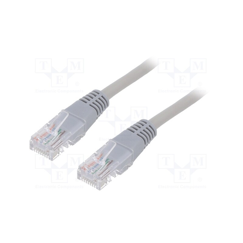 10 pcs : PP12-2M - Patch cord, U/UTP, 5e, stranded, CCA, PVC, grey, 2m, 26AWG