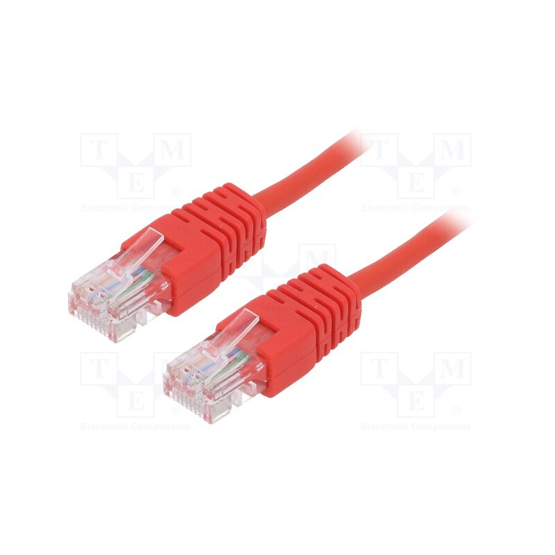 10 pcs : PP12-2M/R - Patch cord, U/UTP, 5e, stranded, CCA, PVC, red, 2m, 26AWG, Øcable: 5mm