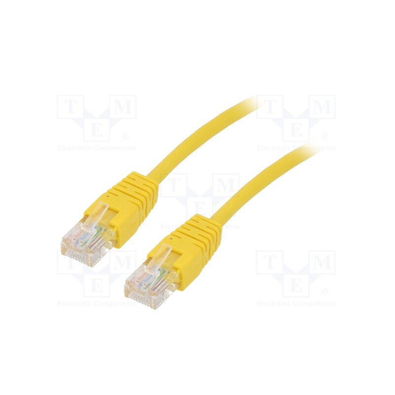 10 pcs : PP12-2M/Y - Patch cord, U/UTP, 5e, stranded, CCA, PVC, yellow, 2m, 26AWG