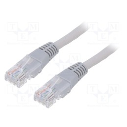 10 pcs : PP12-3M - Patch cord, U/UTP, 5e, stranded, CCA, PVC, grey, 3m, 26AWG