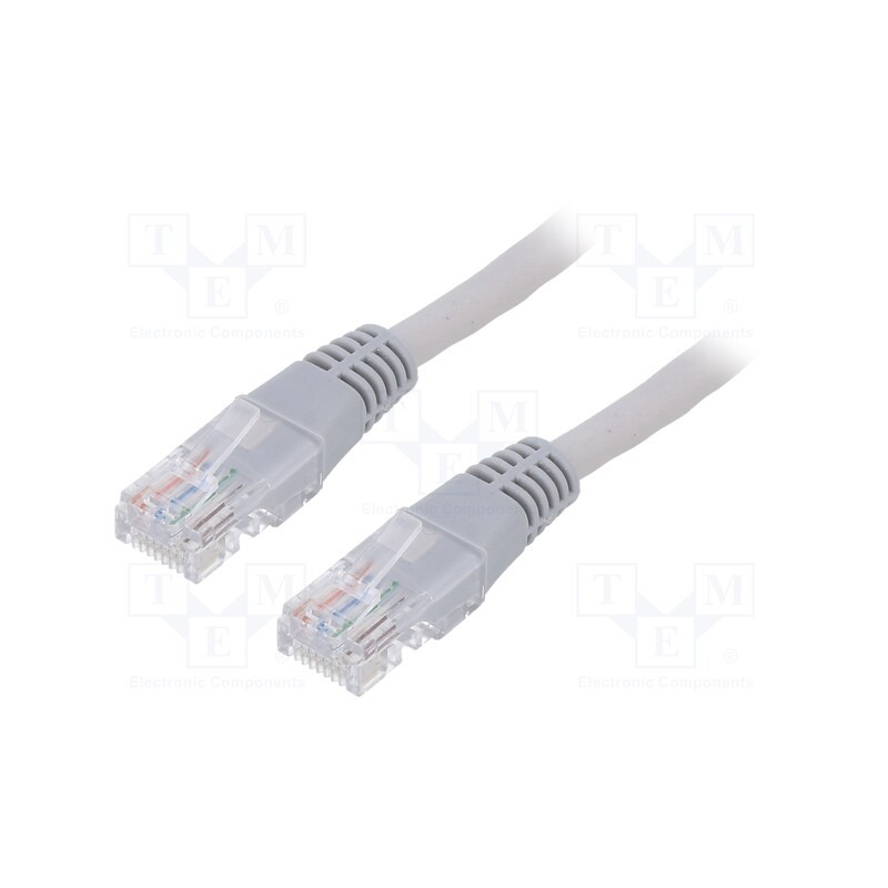 10 pcs : PP12-3M - Patch cord, U/UTP, 5e, stranded, CCA, PVC, grey, 3m, 26AWG