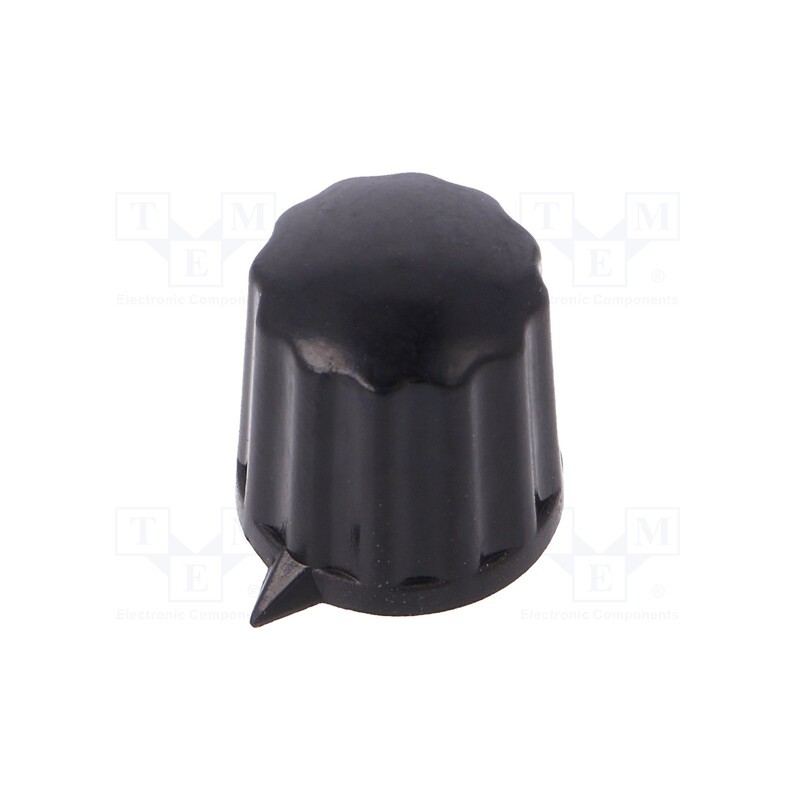 10 pcs : 408.61 - Knob, with pointer, ABS, Øshaft: 6mm, Ø12x12.8mm, black