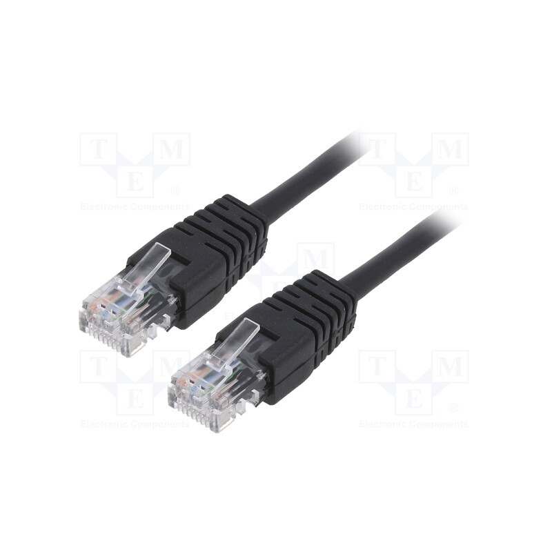 10 pcs : PP12-3M/BK - Patch cord, U/UTP, 5e, stranded, CCA, PVC, black, 3m, 26AWG
