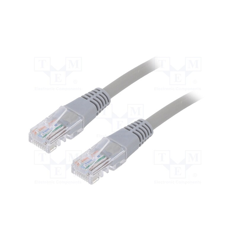 10 pcs : PP12-5M - Patch cord, U/UTP, 5e, stranded, CCA, PVC, grey, 5m, 26AWG