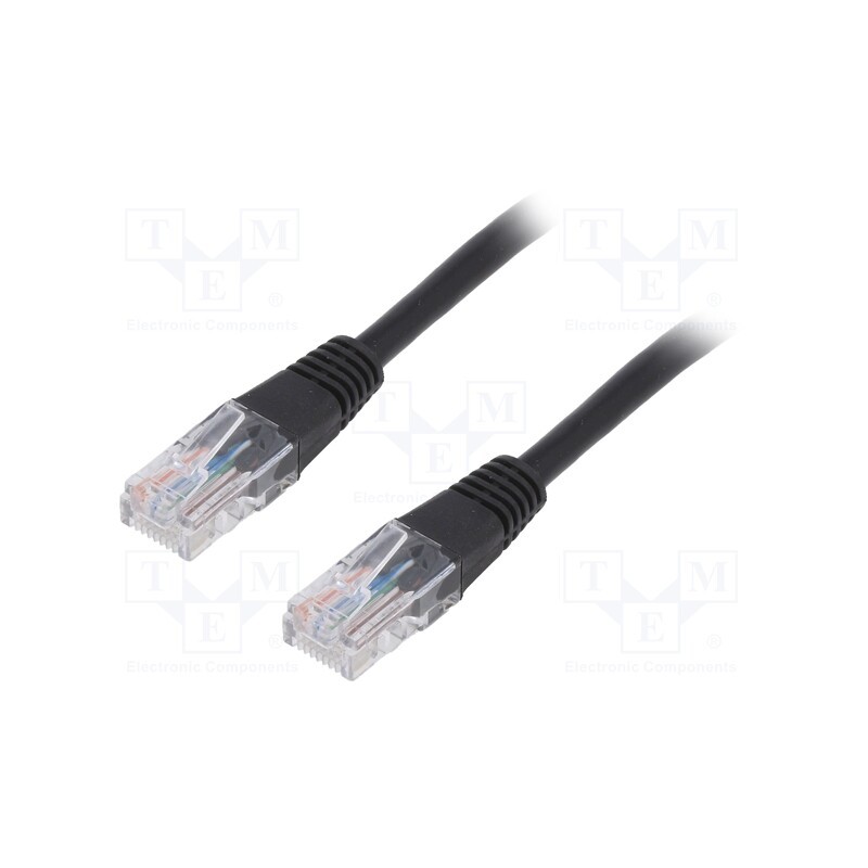 10 pcs : PP12-5M/BK - Patch cord, U/UTP, 5e, stranded, CCA, PVC, black, 5m, 26AWG