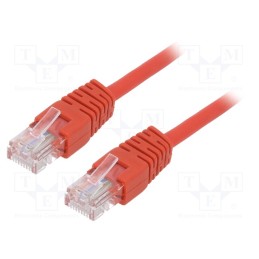 10 pcs : PP12-5M/R - Patch cord, U/UTP, 5e, stranded, CCA, PVC, red, 5m, 26AWG, Øcable: 5mm