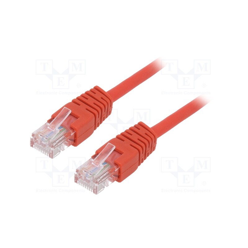 10 pcs : PP12-5M/R - Patch cord, U/UTP, 5e, stranded, CCA, PVC, red, 5m, 26AWG, Øcable: 5mm