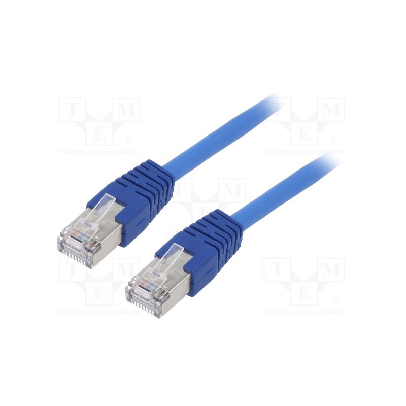 10 pcs : PP22-1M/B - Patch cord, F/UTP, 5e, stranded, CCA, PVC, blue, 1m, 26AWG, shielded